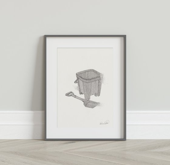 Bucket & Spade - Ink drawing on paper