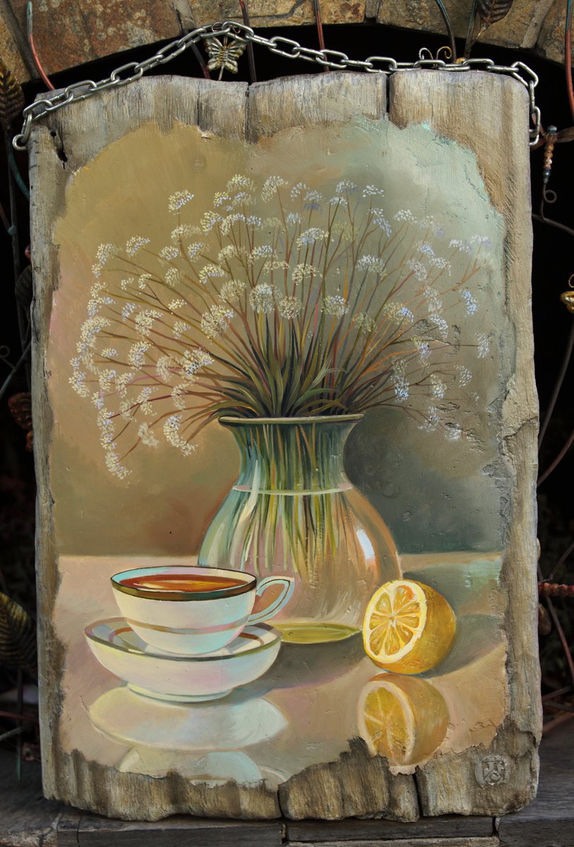 Light still life, oil on wood version by Sergey Lesnikov