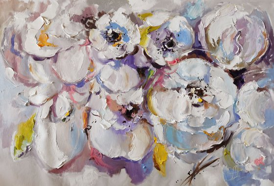 Floral Canvas, Peonies Original Art