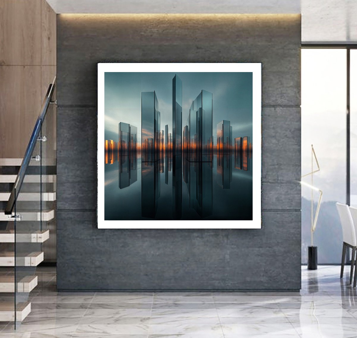 Surrealistic Photograph , Metropolis Reflection By Michael Filonow, 38 X 38, Artwork For Sale On Artfinder