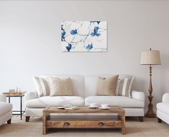 Fragile Blue Magnolia Cyanotype Style