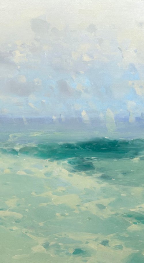 Wave, Original oil painting, Handmade artwork, One of a kind by Vahe Yeremyan