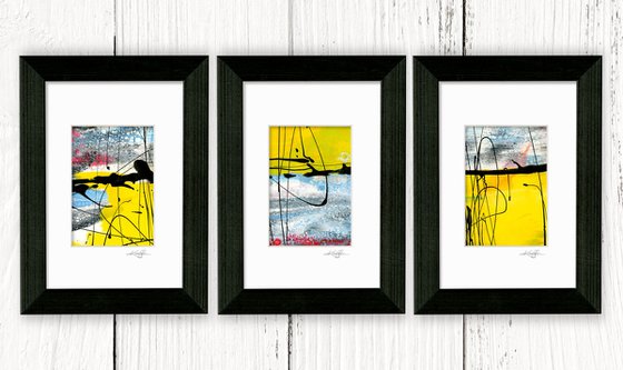 Urban Epilogue Collection 2 - 3 Small Matted paintings by Kathy Morton Stanion
