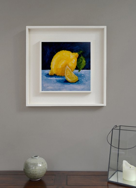 Lemon Painting Original Art Fruit Artwork Citrus Wall Art Kitchen Still Life