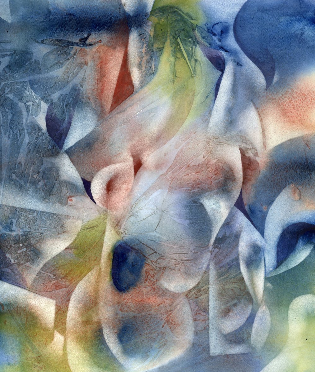 Organic Abstract Watercolour By Alfred Ng, 15 X 17, Sound Waves Of The Summer, Original Artwork