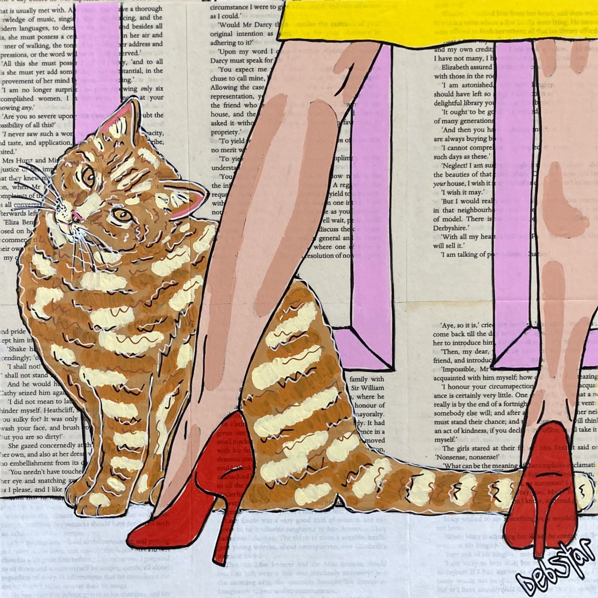 Illustrative Acrylic Painting , Cat Capers Kitchen 2 30Cm X 30Cm By Deborah Lang, 12 X 12, Artwork For Sale On Artfinder