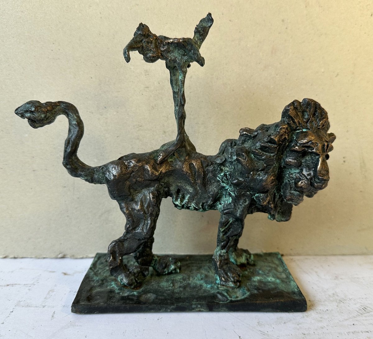 Surrealistic Bronze Sculpture , Lion And Bird 2025 By Toth Erno, 7 X 7, Artwork For Sale On Artfinder