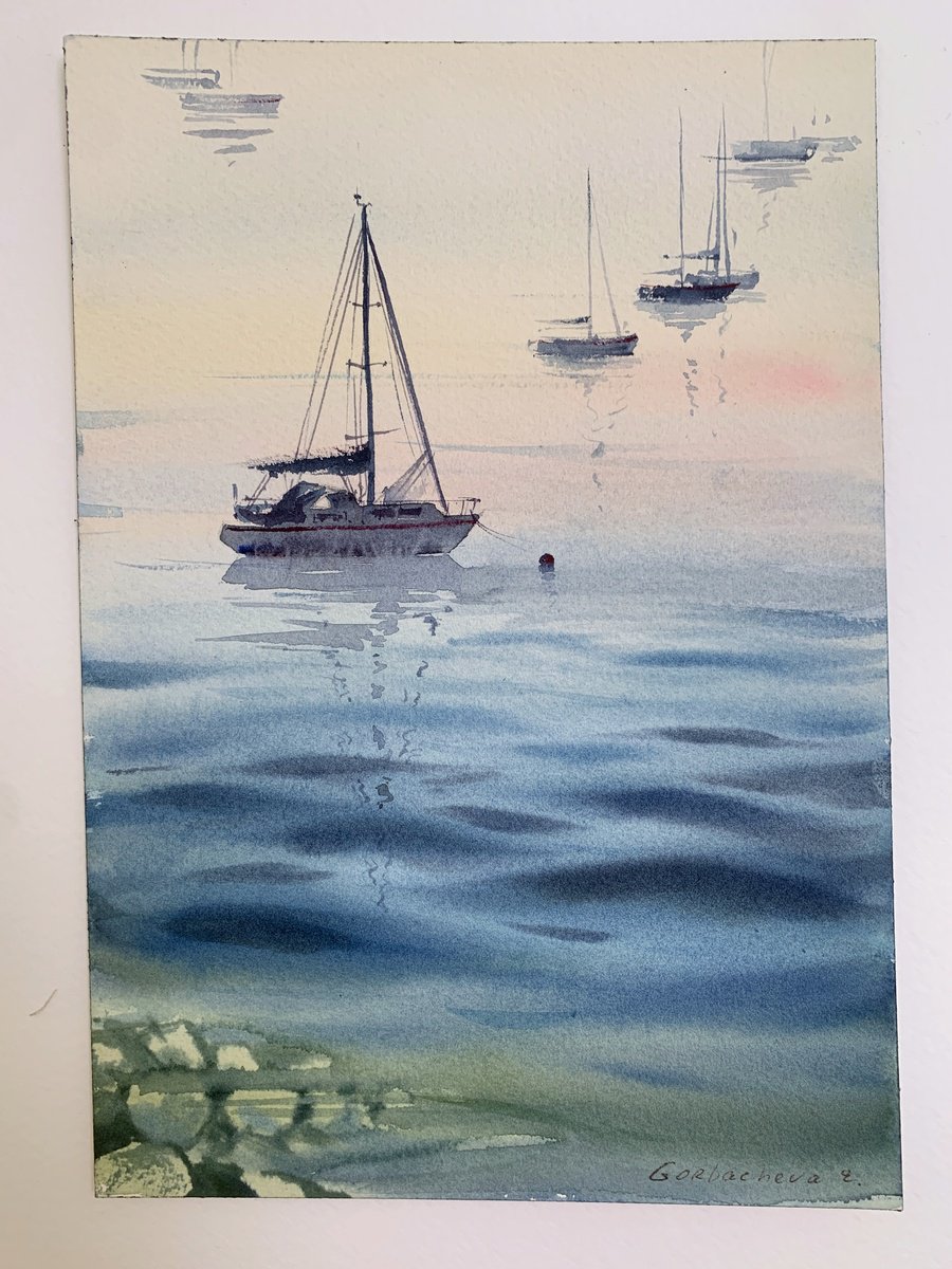 Yachts at sea #8 by Eugenia Gorbacheva