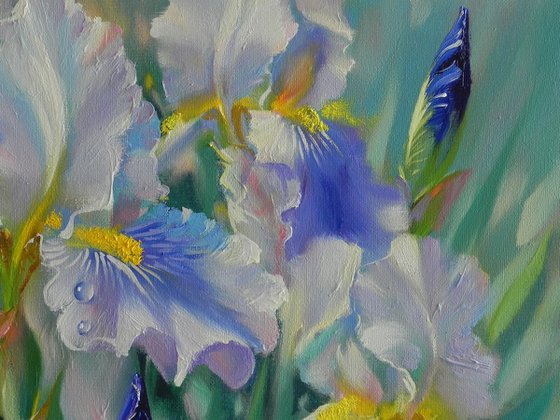 "Irises" Original painting Oil on canvas Home decor