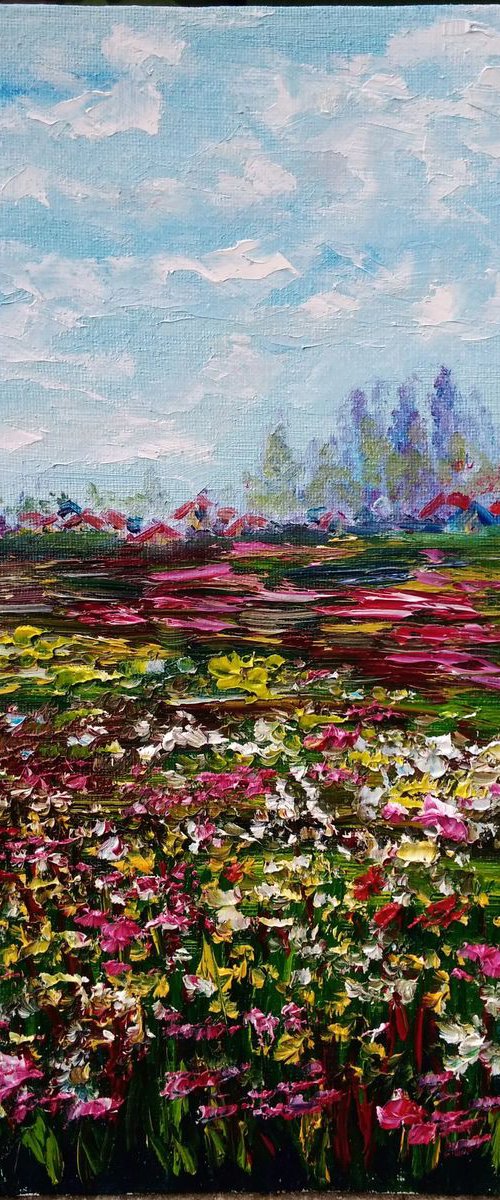 Flowering meadow near the village by Oksana Fedorova