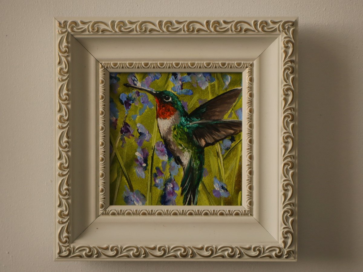 Hummingbird Art Original Painting American Birds, Wall Art Backyard Birds, Animals Wall Ar... by Natalia Shaykina