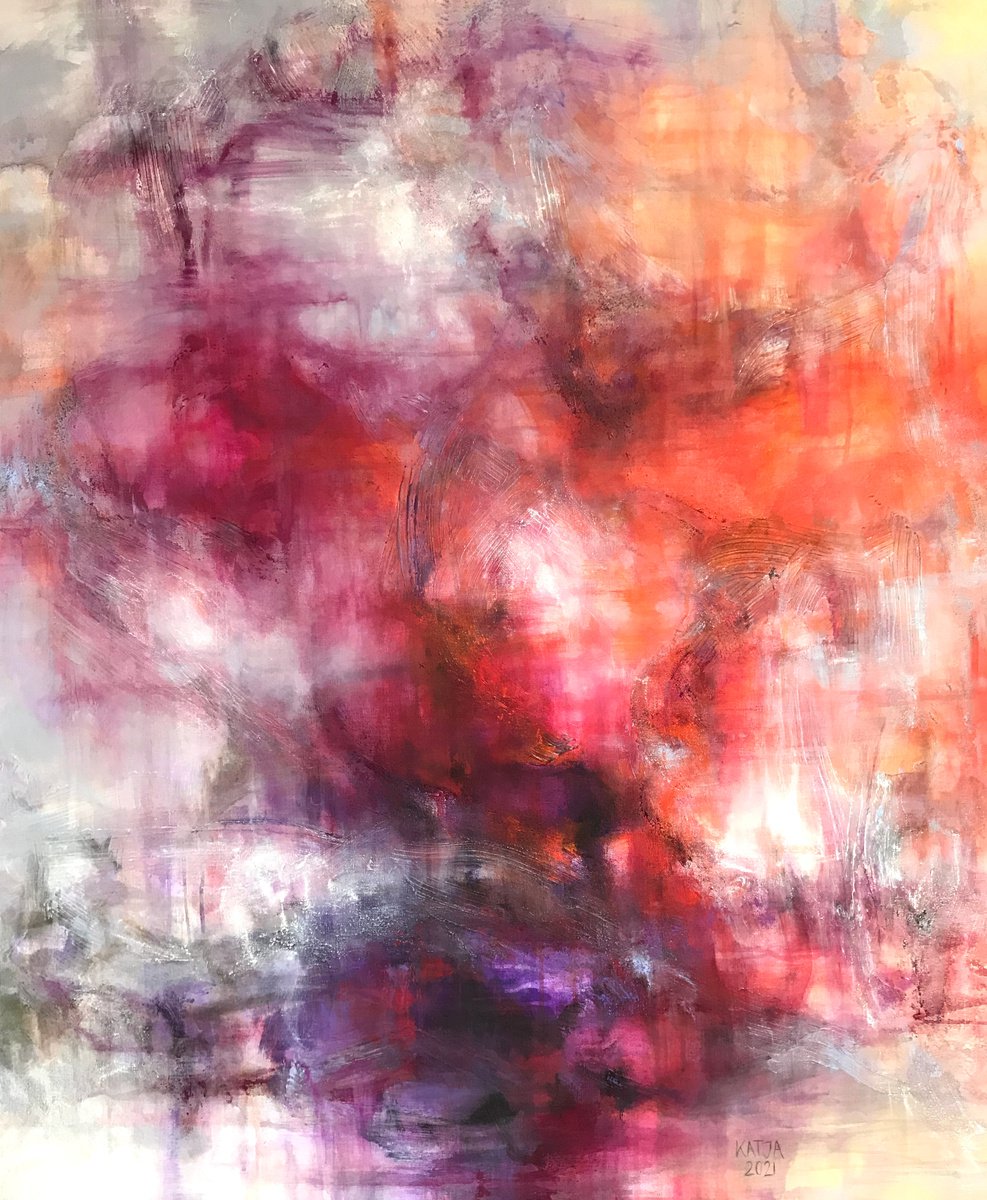 Organic Abstract Painting By Katja Wittmer, 39 X 47", Rhapsody, Original Artwork