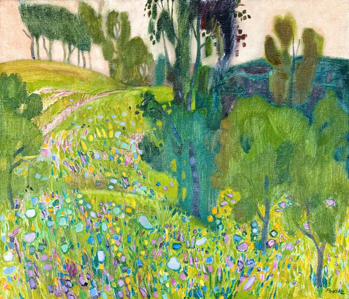 Impressionistic Landscape Oil Painting By Liudmyla Korzh-Radko, 28 X 24", Summer Twilight, Original Artwork