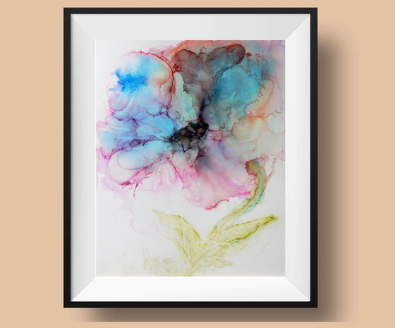 Abstract flower. Alcohol Ink abstract painting.