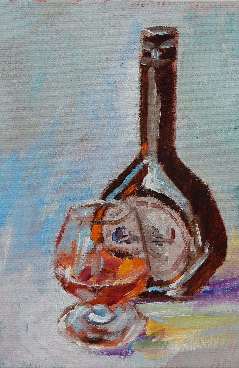 Glass of brandy. with Demo Video. Still life. by Vita Schagen