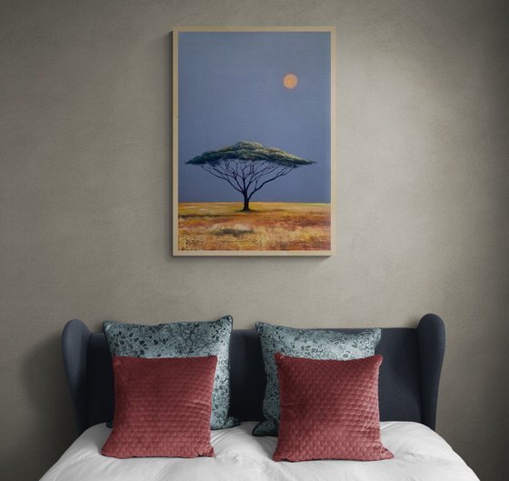 'Acacia Tree in a surreal landscape'. Oil Painting on canvas.