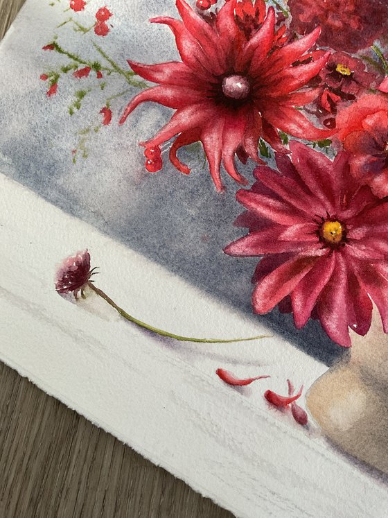 A Bouquet of red flowers, original art