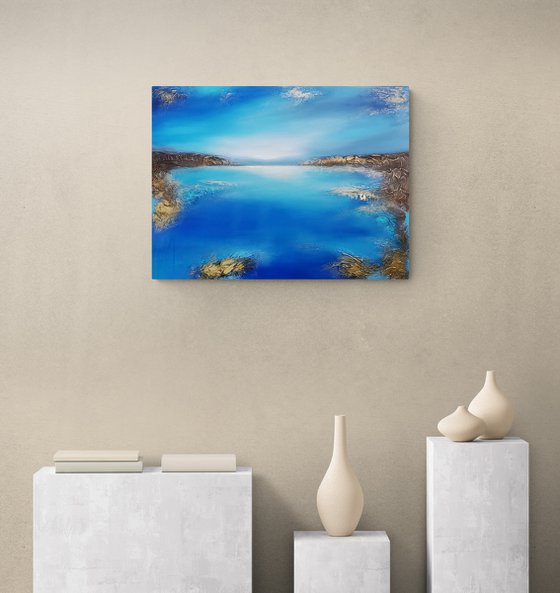 A large original modern semi-abstract seascape painting "Depth of the sea"