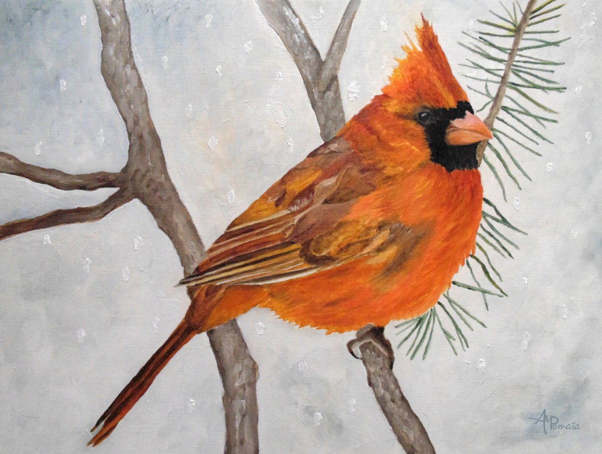 Impressionistic Animal Oil Painting By Angeles M. Pomata, 13 X 10, Fire On Ice, Original Artwork