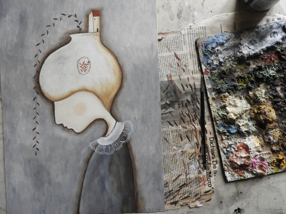 Girl with a plants vase