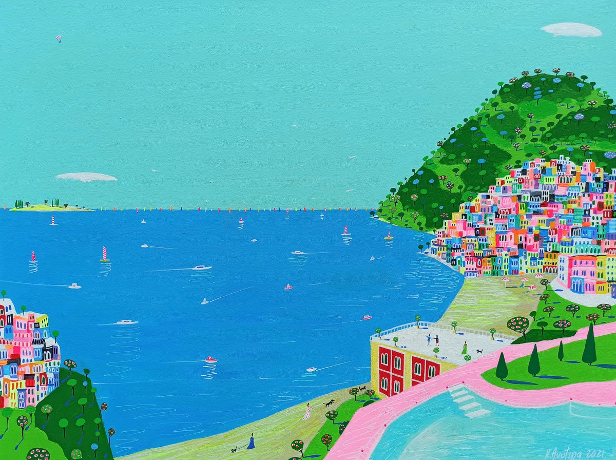 Impressionistic Landscape Acrylic Painting By Katrina Avotina, 31 X 24", Truly Breathtaking, Original Artwork