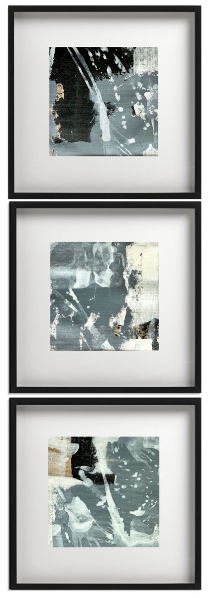 Abstract No. 15620-810 black & white -set of 3 by Anita Kaufmann