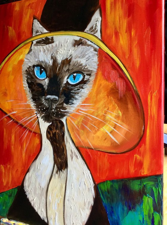 Cat  in a Hat, inspired by Amedeo Clemente Modigliani