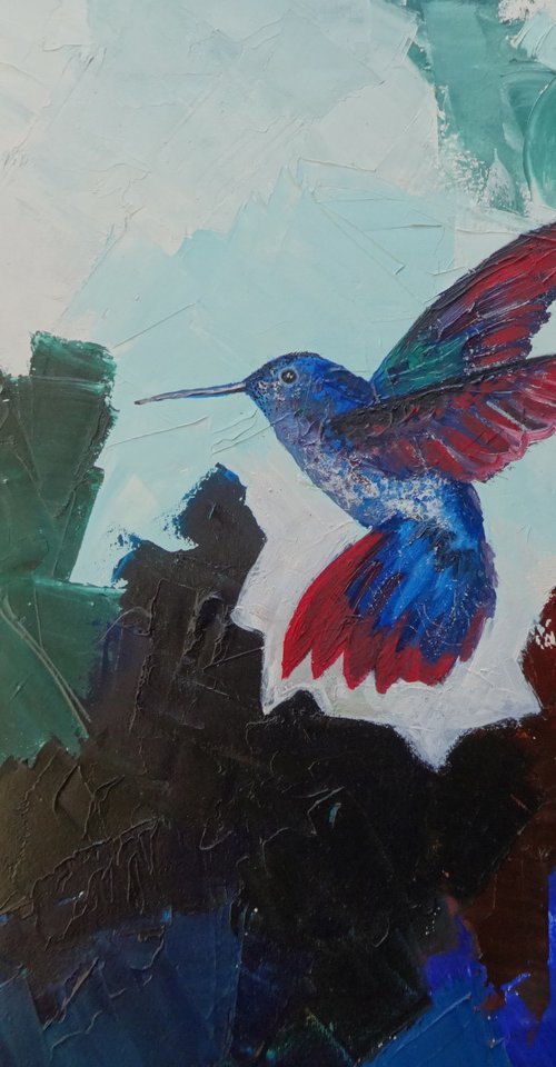 Hummingbird in flight by Olha Gitman