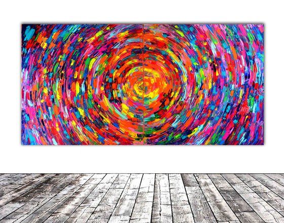 Gypsy Skirt Rounded V - 200x100 cm - XXXL Large Modern Abstract Big Painting - Ready to Hang, Office, Hotel and Restaurant Wall Decoration