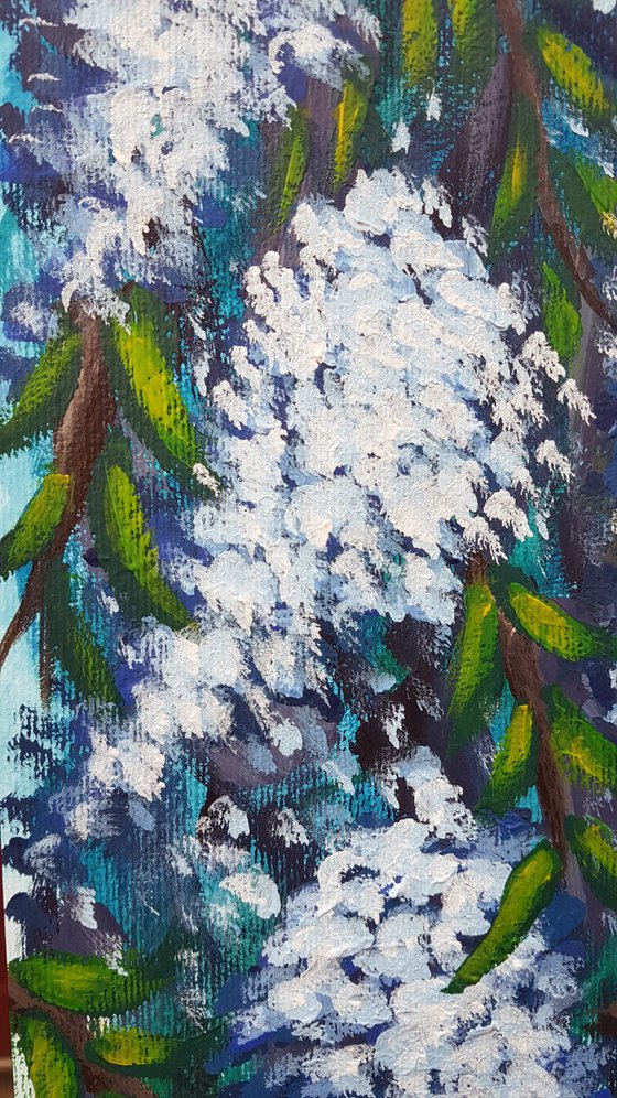 "Wisteria in bloom" Floral Acrylic Painting