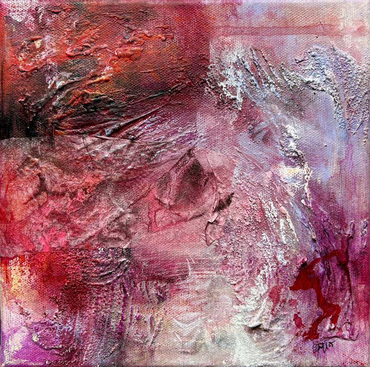 Organic Abstract Painting By Katja Wittmer, 9 X 9", Atmospheric Ii, Original Artwork