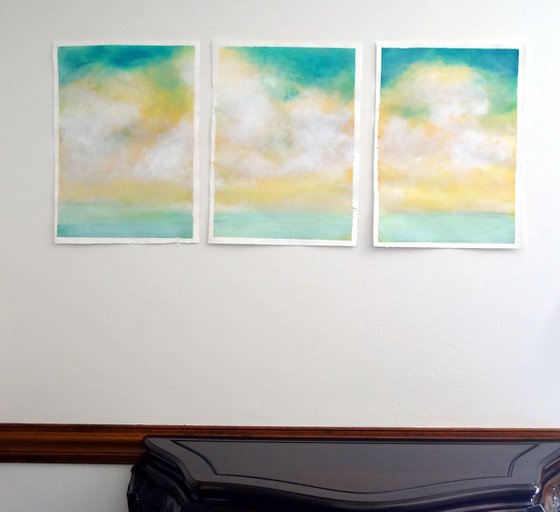 Golden Morning Skyscape Triptych