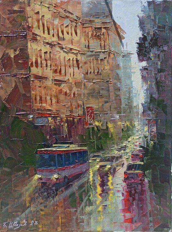 Street of city (50x40cm, oil painting, ready to hang)