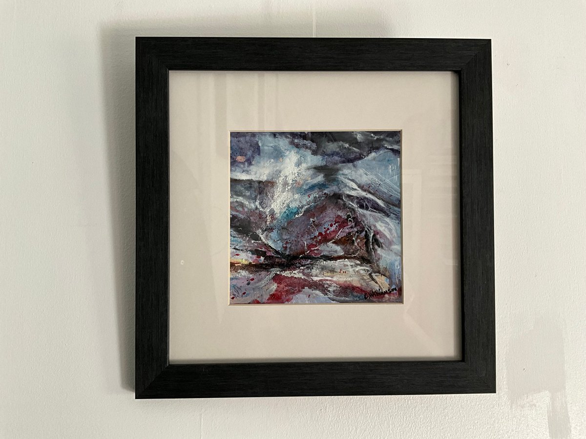 Expressive Landscape Painting By Claire Williamson, 13 X 13, Mountain Snowstorm, Original Artwork