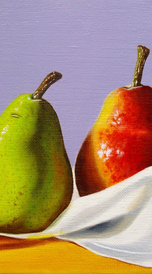 2 pears on fabric by Jean-Pierre Walter