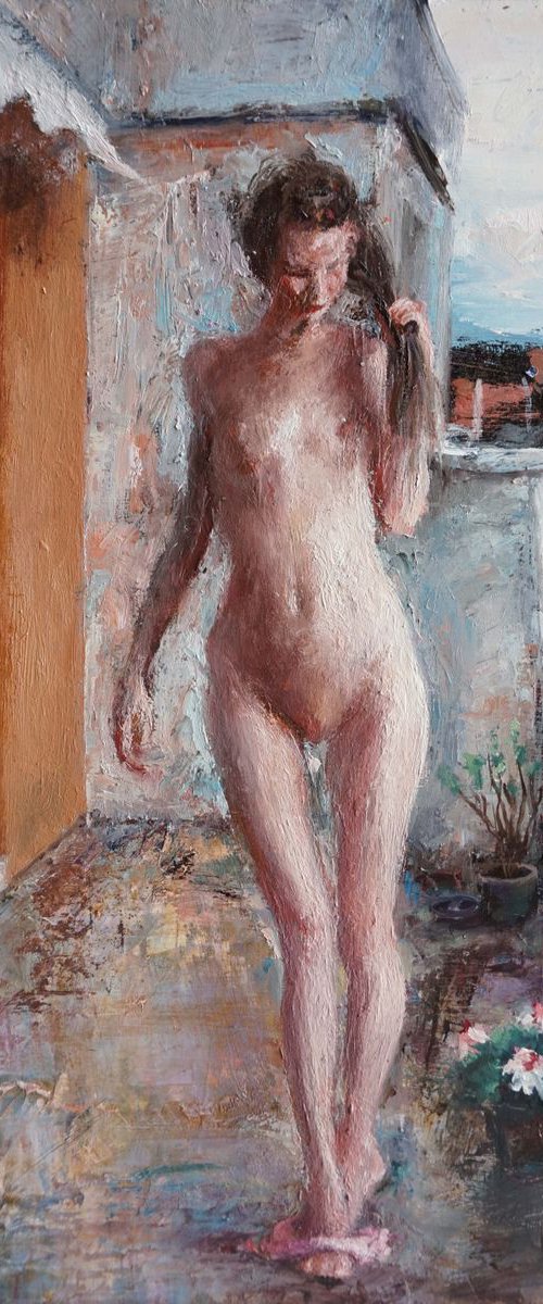 Young girl on the balcony by Manuel Leonardi