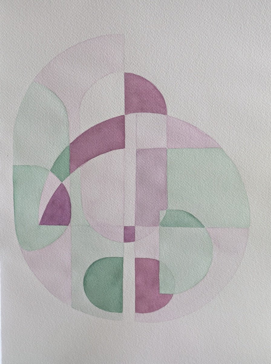Geometric Abstract Watercolour By Anna Jannack, 12 X 16, Odd Games Iv, Original Artwork