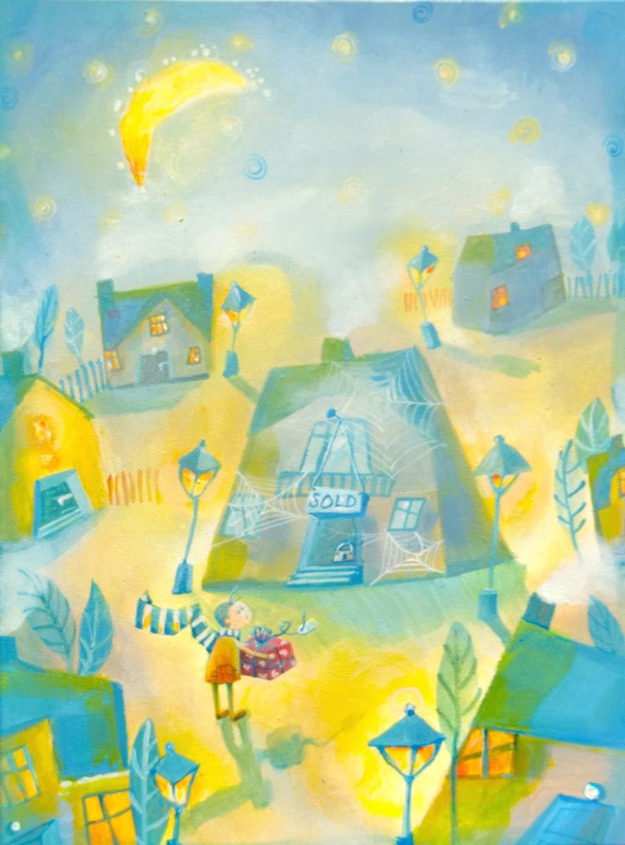 Impressionistic Portrait Acrylic Painting By Alexandra Krasuska, 11 X 14, To Late..., Original Artwork