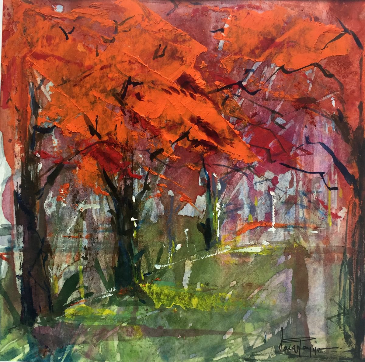 Colours of Fall (Mini painting) by Faiqa Uppal