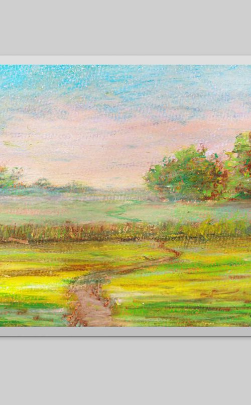 Impressionist Landscape. Oil pastel on paper by Yulia Schuster