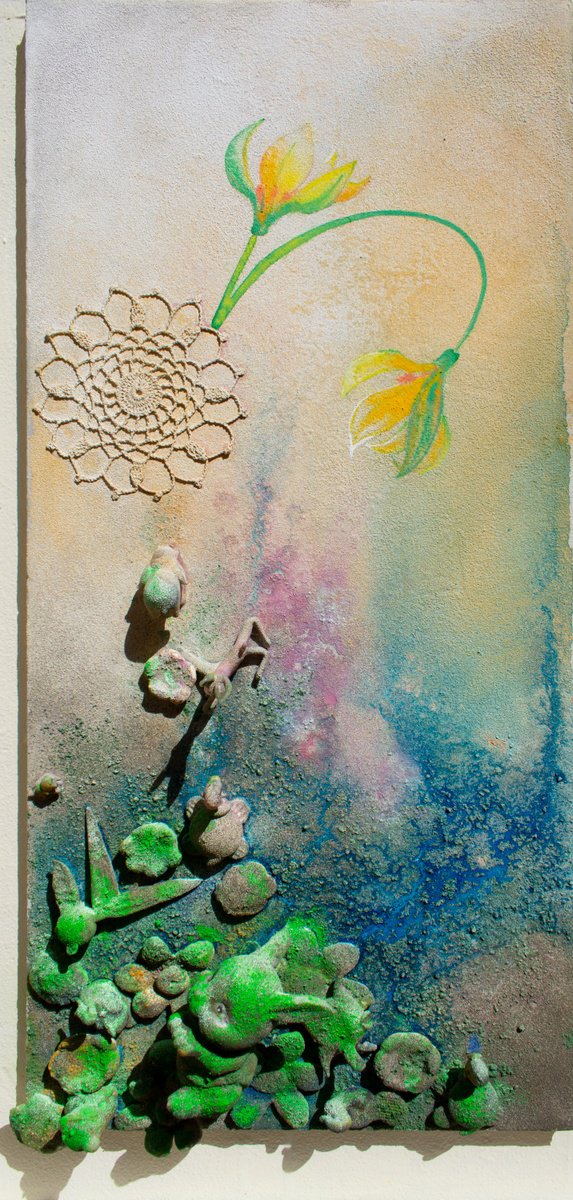 Organic Abstract Painting By Milena Nicosia, 17 X 28", Detriti N.7, Glass Animals, Original Artwork