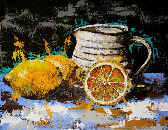 SL008 Lemon inside still life Decorative Abstract Wall art Home deco Hotel Ready to hang