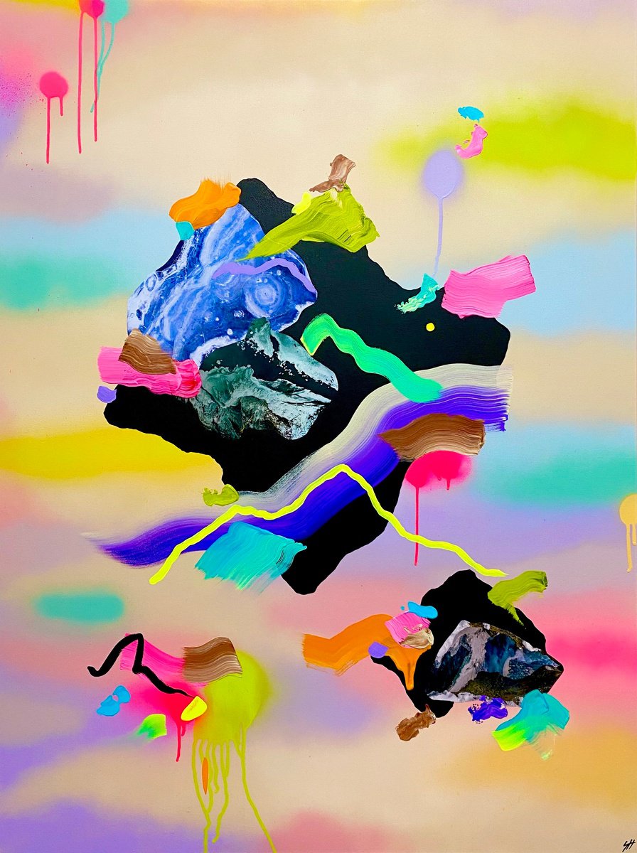 Abstract Painting By Sara Hoque, 37 X 49", Vortex, Original Artwork