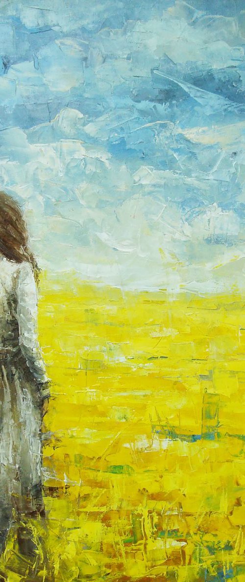 Girl in field  80x80cm by Tigran Mamikonyan