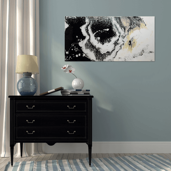 Large Abstract Black and White Acrylic painting