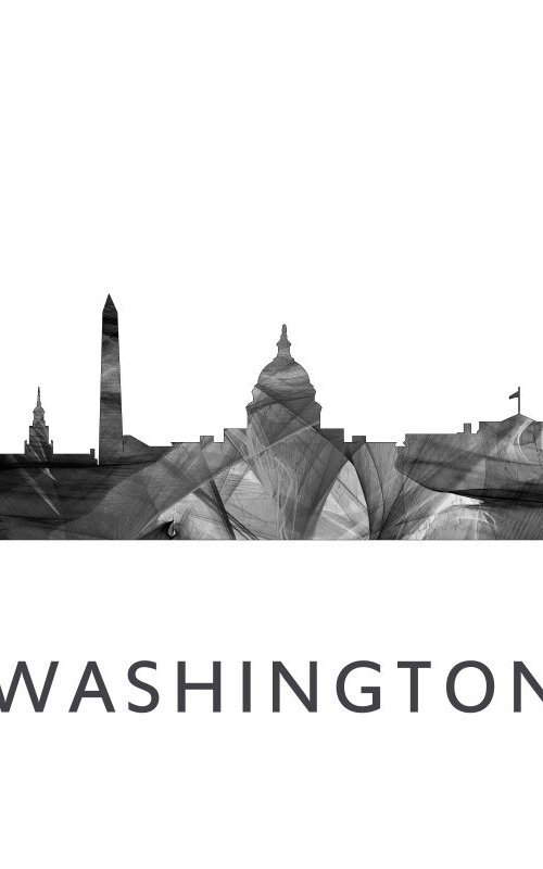 Washington DC Skyline WB BW by Marlene Watson