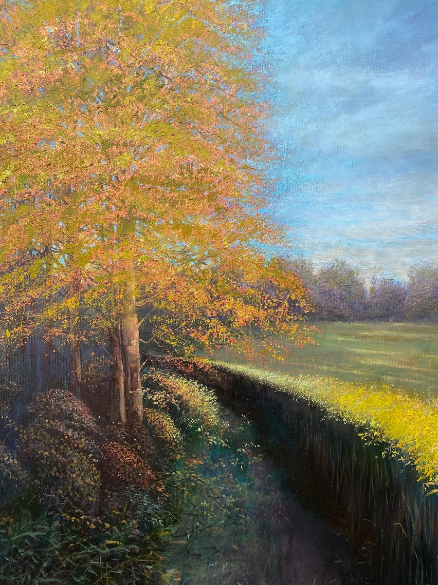 Impressionistic Landscape Oil Painting By Simon Jones, 29 X 40", Spring Landscape, Original Artwork