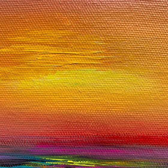 Evening Glow ! Small Sunset Painting!!  Ready to hang