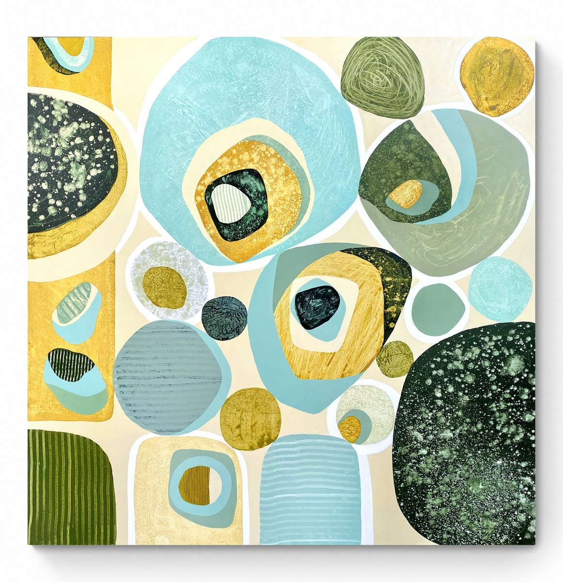 Abstract Acrylic Painting By Cristina Dalla Valentina, 39 X 39, Gatherings 5, Original Artwork