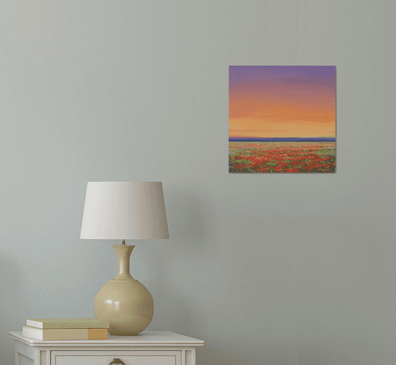 Red Poppy Field - Blue Sky Landscape